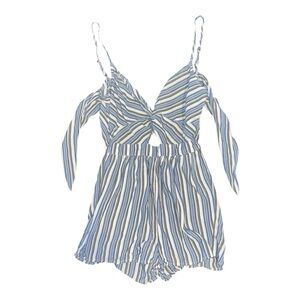 Aeropostale Blue and White Striped Romper Women’s Medium
